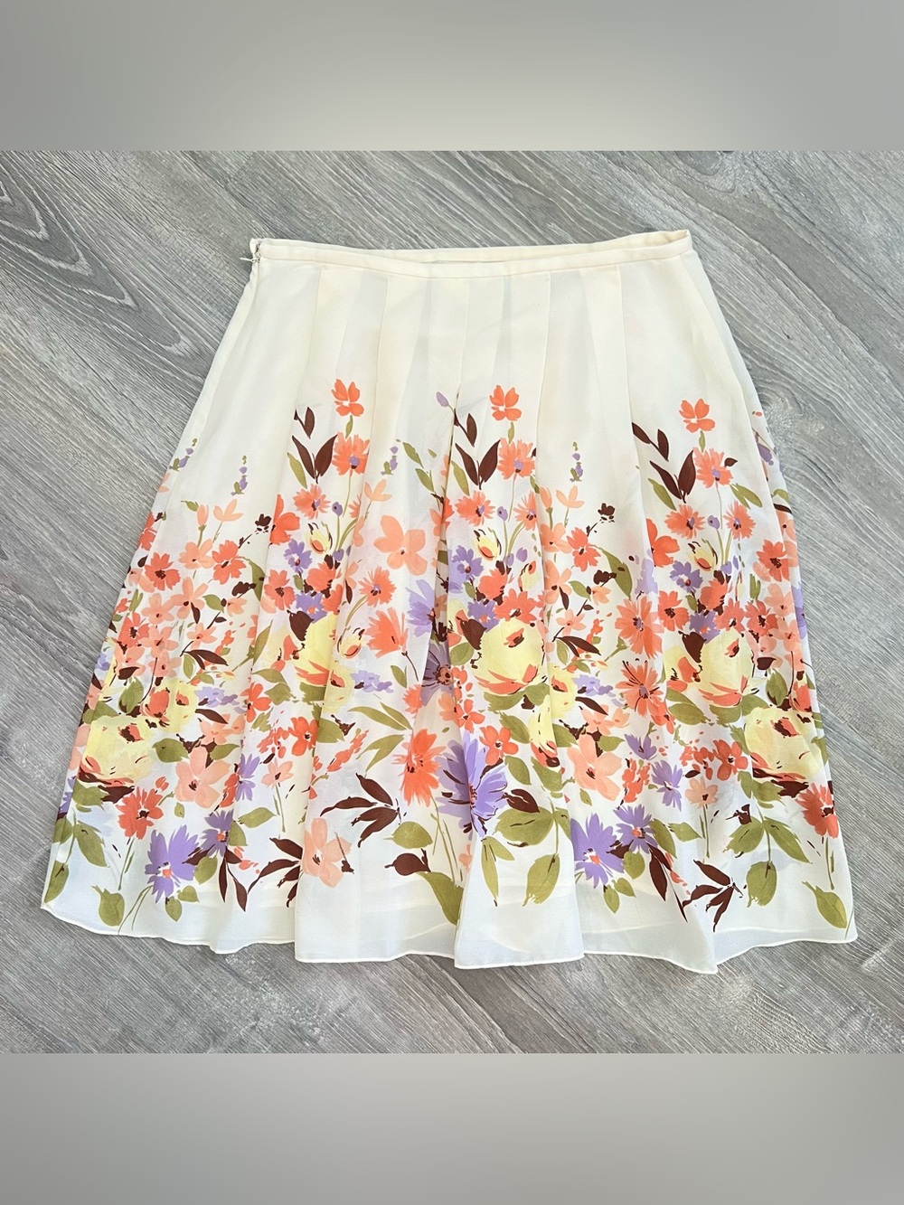 Norton McNaughton Floral Pleated A-line Skirt size women’s 10 petite Vintage